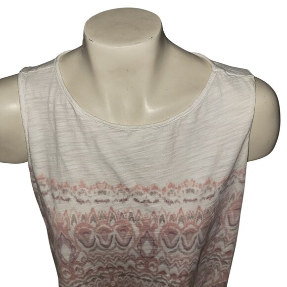 Chaps Womens Sleeveless‎ Top 1X White With Pink Pattern Soft Lightweight Casual - Picture 2 of 5
